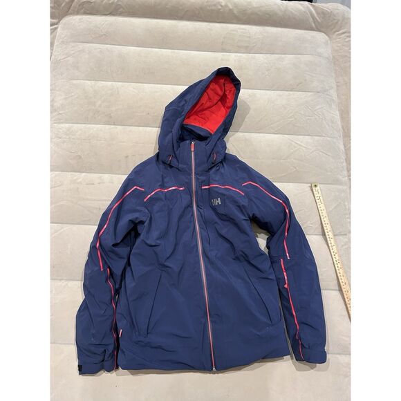 Helly Hansen Mens Medium Primaloft Insulated Ski Jacket Blue Hooded Zip - Picture 1 of 10